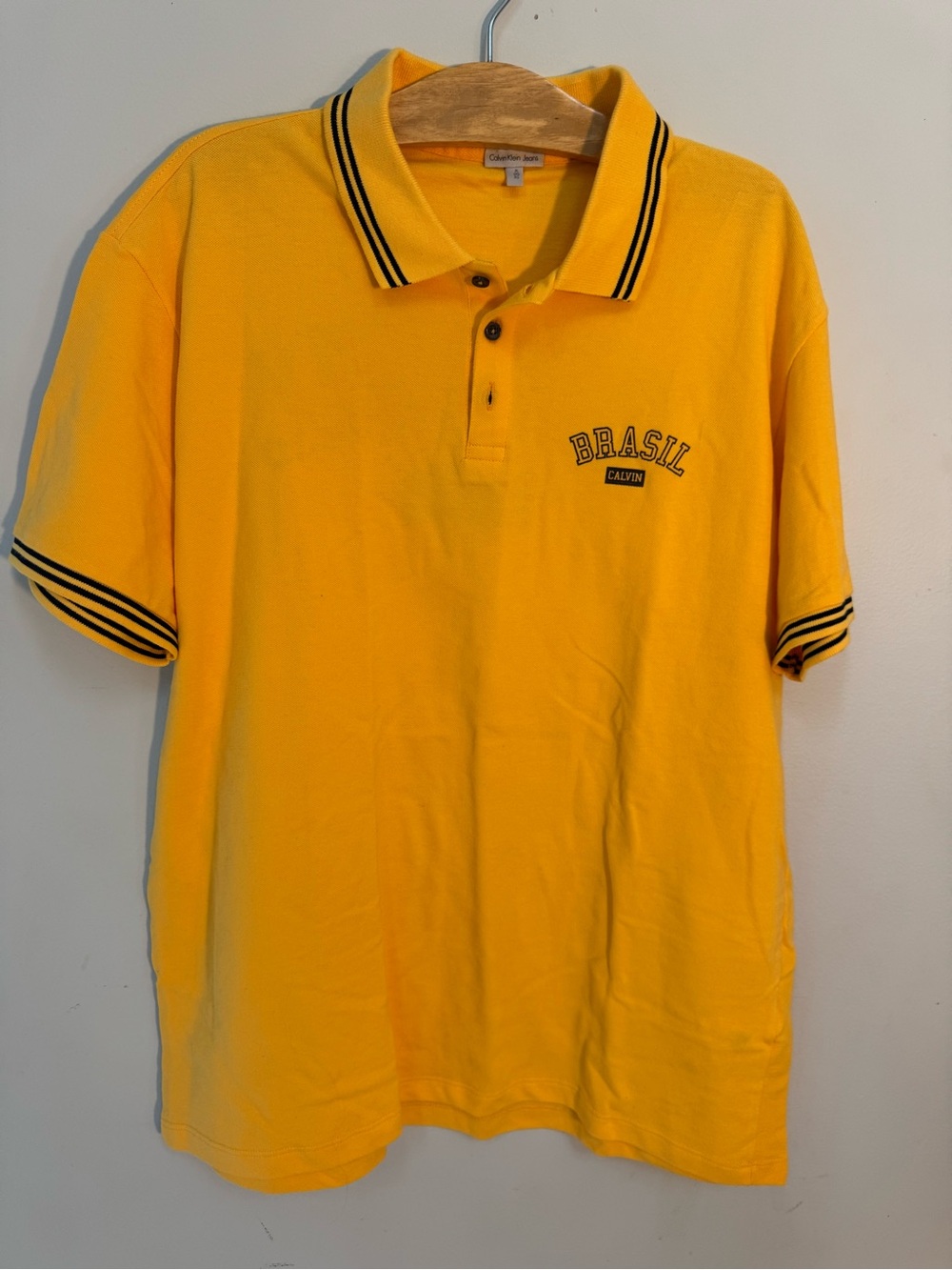 Y2K Oversized Calvin Klein Brasil Yellow Polo Shirt